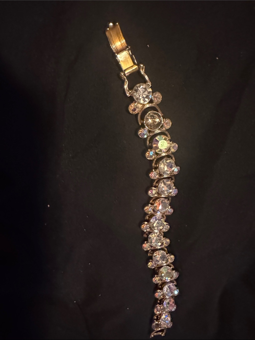 Gold-Tone Crystal Tennis Bracelet with aurora  -  Bright! Women Jewelry